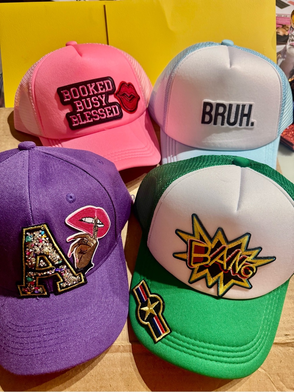 Colorful Patch Trucker Hat Bundle - Pink, White, Purple, Green